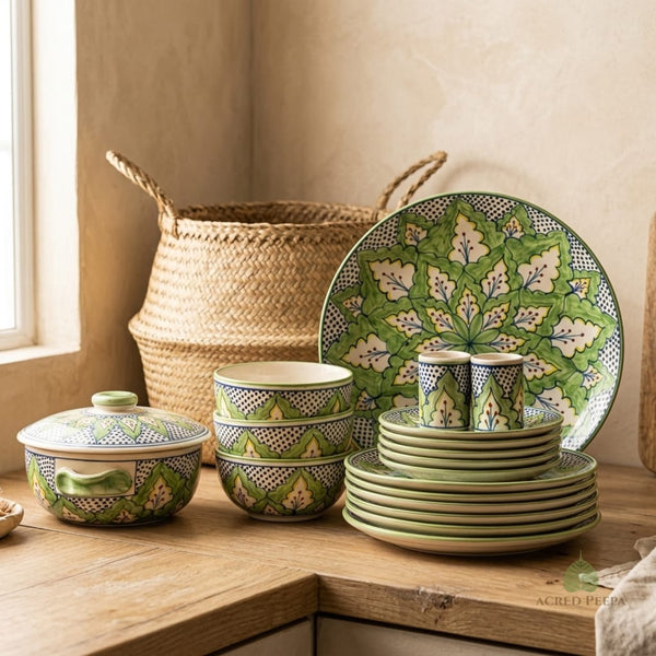Aranya Heritage Botanical 37-Piece Stoneware Dinner Set