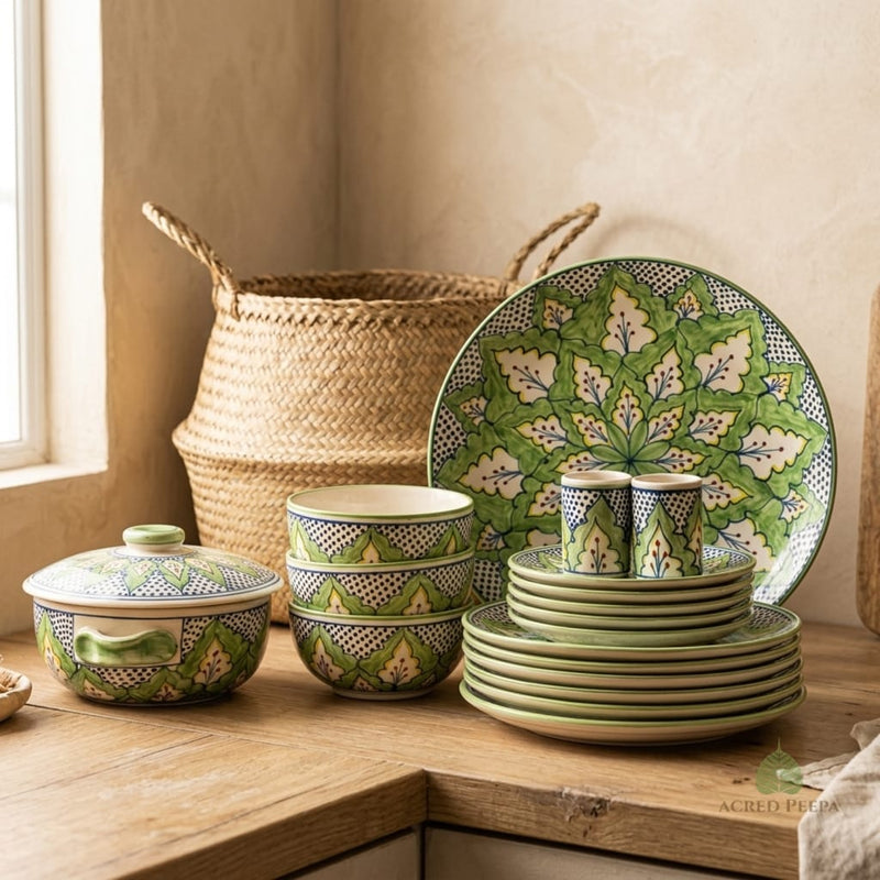 Aranya Heritage Botanical 37-Piece Stoneware Dinner Set