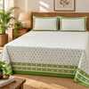 Handblock Printed Cotton Double Bedsheet set- Olive Grove