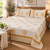 Handblock Printed Cotton Double Bedsheet set- Mustard Tree