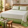 Handblock Printed Cotton Double Bedsheet set- Olive Grove