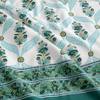 400 TC Percale Cotton Flat Bedsheet —  Aqua Geometric | Handblock Print | Jaipur Artisan | AZO Free