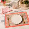 Handblock Canvas Placemat & Napkin Set of 6 — Coral Blossom | AZO Free | Jaipur Artisan