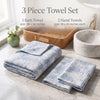 Aqua Marble Bamboo Waffle Towel Set – Suminagashi Inspired | 3 Piece