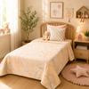 Single Bed Cotton Dohar – Warm Apricot Suminagashi Inspired