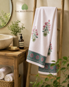 Aqua Blossom Cotton Waffle Bath Towel | 30 x 60 Inch