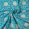 400 TC Percale Cotton Fitted Bedsheet — Aqua Lotus | Deep Pocket | Jaipur Handblock | AZO Free