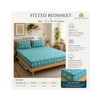 400 TC Percale Cotton Fitted Bedsheet — Aqua Lotus | Deep Pocket | Jaipur Handblock | AZO Free