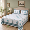 400 TC Percale Cotton Flat Bedsheet — Celeste Bloom | Handblock Print | Jaipur Artisan | AZO Free