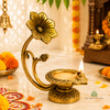 Pure Brass Antique Akhand Diya | Set of 3 Detachable Pieces | Moradabad Artisan | Festive Home Decor