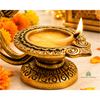 Pure Brass Antique Akhand Diya | Set of 3 Detachable Pieces | Moradabad Artisan | Festive Home Decor
