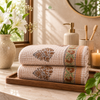 Hand Block Printed Cotton Waffle Hand Towels Set of 2- Sandstone Bloom | Soft & absorbent