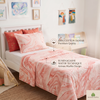 Single Bed Cotton Dohar – Blush Coral Suminagashi Inspired