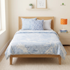 Single Bed Cotton Dohar – Powder Blue Suminagashi Inspired