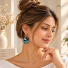 Moonlit Tides Hand-Painted Terracotta Earrings