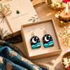 Moonlit Tides Hand-Painted Terracotta Earrings