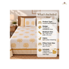 Handblock Printed Cotton Double Bedsheet set- Mustard Tree