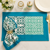 Aqua Mosaic Artisan Canvas Dining Linen Set