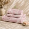 Luxe Bamboo Waffle Spa Towel Set – Bath & Hand Towels ( Blush Pink)