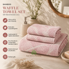 Luxe Bamboo Waffle Spa Towel Set – Bath & Hand Towels ( Blush Pink)
