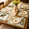 Handblock Canvas Placemat & Napkin Set of 6 — Sunehri Bloom | AZO Free | Jaipur Artisan