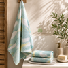 Luxe Bamboo Waffle Spa Towel Set – Bath & Hand Towels (Sage Green + Yellow)