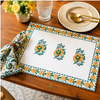 Handblock Canvas Placemat & Napkin Set of 6 — Sunehri Bloom | AZO Free | Jaipur Artisan