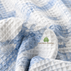 Luxe Bamboo Waffle Spa Towel Set – Bath & Hand Towels (Blue + white)