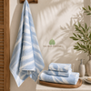 Luxe Bamboo Waffle Spa Towel Set – Bath & Hand Towels (Blue + white)