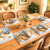 Handblock Canvas Placemat & Napkin Set of 6 — Azure Blue Palm | AZO Free | Jaipur Artisan