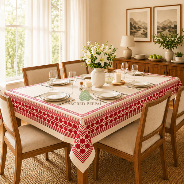 Tuscan Heritage Artisan Slub Cotton Tablecloth – 6 Seater (60 x 90 Inches)