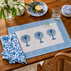 Azure Blue Palm Artisan Dining Linen Set