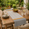 Handblock Canvas Table Runner — Mandala Stripe | AZO Free Cotton | Jaipur Artisan