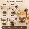 Handcrafted Pure Brass Akhand Diya with Detachable Lotus Stem Handle | Moradabad Artisan Oil Lamp | 3-Piece Dismantlable Festive Gift Decor