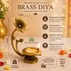 Handcrafted Pure Brass Akhand Diya with Detachable Lotus Stem Handle | Moradabad Artisan Oil Lamp | 3-Piece Dismantlable Festive Gift Decor