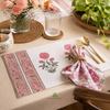 Handblock Canvas Placemat & Napkin Set of 6 — Blush Paisley Bloom | AZO Free | Jaipur Artisan