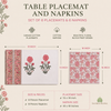 Handblock Canvas Placemat & Napkin Set of 6 — Blush Paisley Bloom | AZO Free | Jaipur Artisan