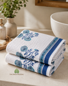 Misty Azure Floral Waffle Bath Towel | 30 x 60 Inch