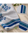 Misty Azure Floral Waffle Bath Towel | 30 x 60 Inch