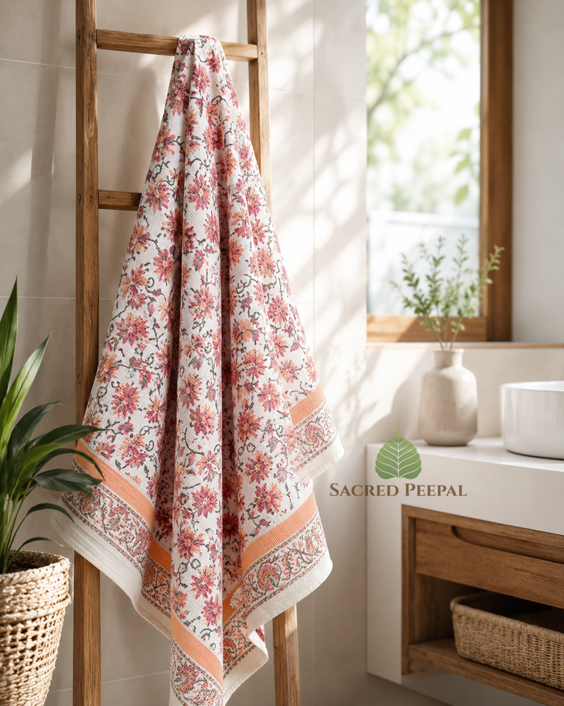 Blush Jaal Artisan Cotton Waffle Bath Towel – 30 x 60 Inch