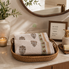 Hand Block Printed Cotton Waffle Hand Towels Set of 2- Sandstone Bloom | Soft & absorbent