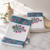 Hand Block Printed Cotton Waffle Hand Towels Set of 2-Pink Heritage Floral | Soft & absorbent