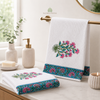 Hand Block Printed Cotton Waffle Hand Towels Set of 2-Pink Heritage Floral | Soft & absorbent