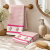 Hand Block Printed Cotton Waffle Hand Towels Set of 2-Pink Blossom | Soft & absorbent