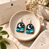 Moonlit Tides Hand-Painted Terracotta Earrings